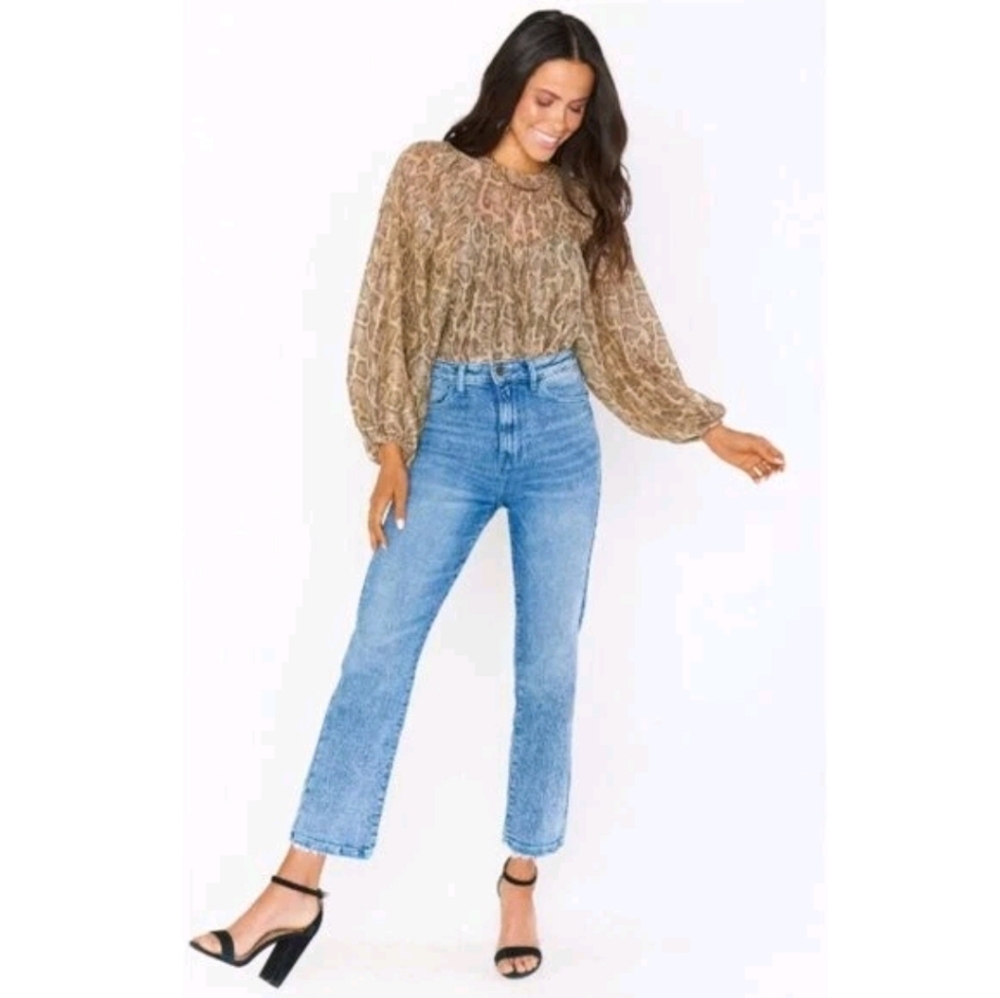 Show Me Your Mumu‎ Happy Hour Metallic Snakeskin Long Sleeve Blouse Balloon